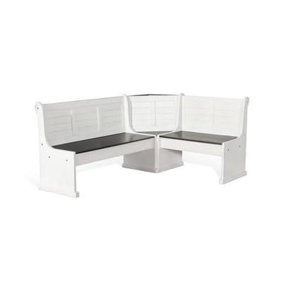 4-Pieces Dining Set Wood, Rectangular in Brown (36" H x 75" W x 56" D) for Kitchen, Dining Room with Table, Reversable Benches, and Storage Space