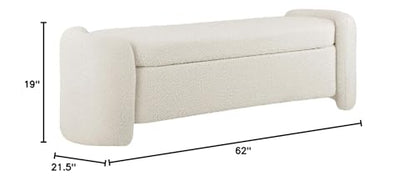 Nebula Boucle Upholstered Storage Bench in Ivory