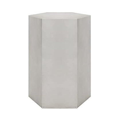 Concrete Accent Table, Hexagon Patio Side Table 14.5''Wx20''H, Modular Design Indoor Outdoor End Table, Light Grey