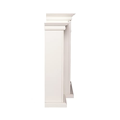 Tennyson Touch Screen Electric Fireplace with Book Shelves - Ivory - Transitional Design, Ivory Glass and Wood - Ideal for Living Room, Bedroom (FR8544)