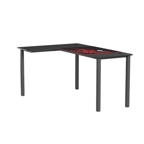 60 Inch Black Corner L Shaped Computer Desk, Home Office Gaming Study Work Writing Table Long Large Sturdy Workstation Simple Modern with Metal Legs, Left Side