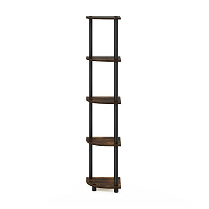 TURN-N-TUBE Corner Shelf, 5-Tier Corner Bookshelf, Open Storage Shelves, for Organization and Storage, Living Room, Home Office, Garage, Bedroom, Amber Pine