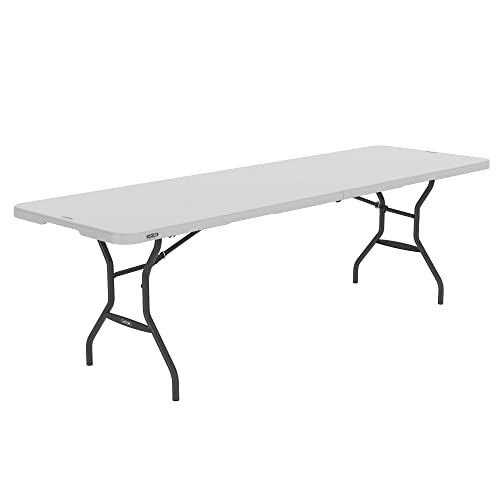 8-Foot Fold in Half Table, Light Commercial, White Granite