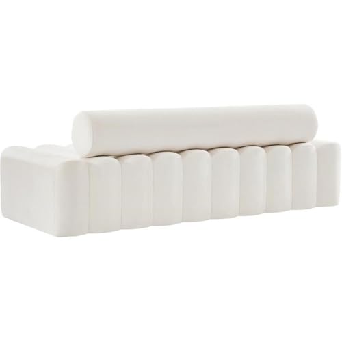 Meridian Furniture 647Cream-S Melody Collection Modern | Contemporary Velvet Upholstered Sofa with Deep Channel Tufting