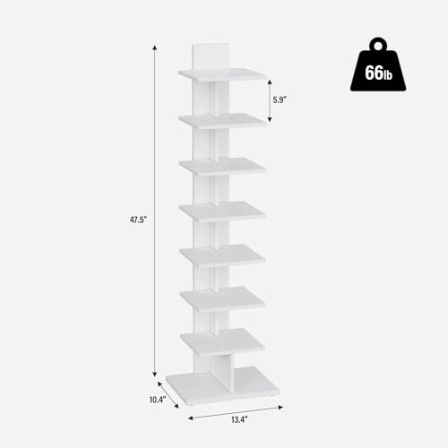 Book Shelf, Narrow Spine Bookshelf, 8-Tier Bookcase for Small Space, view 3
