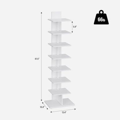Book Shelf, Narrow Spine Bookshelf, 8-Tier Bookcase for Small Space, view 3