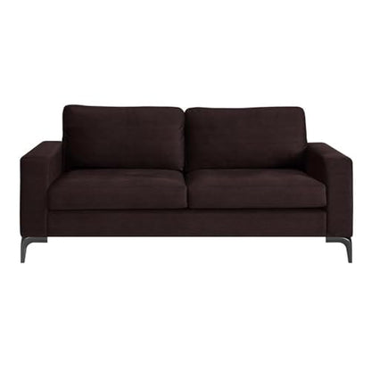 Tommy Hilfiger Austin Upholstered Sofa, Contemporary Square Arms Living Room Couch for Small Space, Plush Cushions, Wooden Frame and Legs, Chocolate Brown