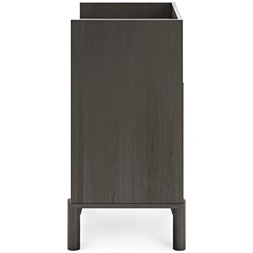 Signature Design by Ashley Brymont Mid-Century Modern Turntable Media Console, Dark Gray