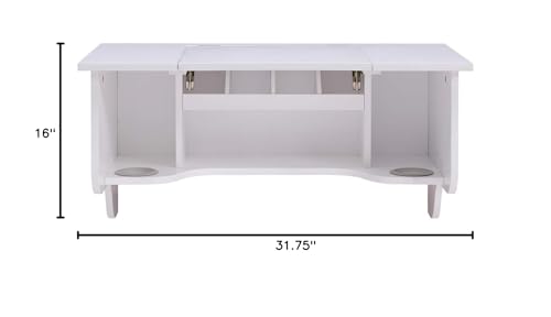 Wall Mount Ledge w/ Vanity Mirror, Transitional Style, White