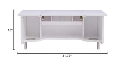 Wall Mount Ledge w/ Vanity Mirror, Transitional Style, White