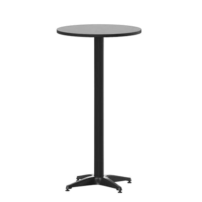 Mellie 23.25" Round Aluminum Indoor-Outdoor Bar Height Table with Flip-Up Table, Black