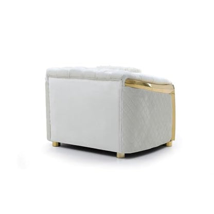 Glory Furniture Lexi 19" H Modern Velvet Upholstered Accent Chair in Ivory/Gold
