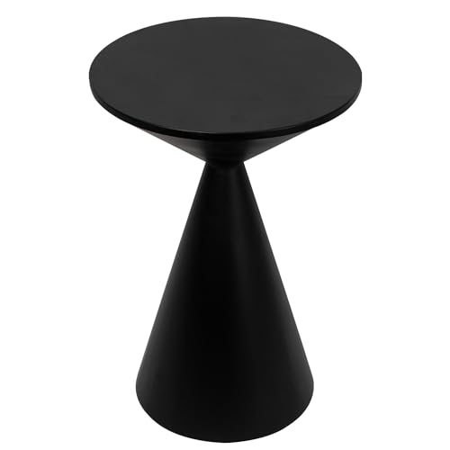 Small Drink Table, Round Martini Table, Drum End Table Side Table, Metal Accent Table,for Small Space Living Room, Bedroom, Black