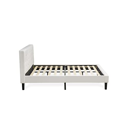 NL19Q-2BF14 3 Piece Queen Size Bedroom Set - Button Tufted Bed frame with Button Tufted - Linen white Velvet Fabric Upholstered Headboard and an Urban Gray Finish Nightstand