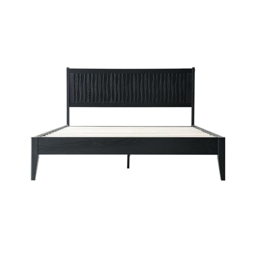 King Size Platform Bed Frame, Solid Wood Bed with Headboard & Footboard, view 6