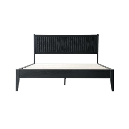 King Size Platform Bed Frame, Solid Wood Bed with Headboard & Footboard, view 6