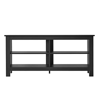 Modern TV Stand with 4 Open Shelves 55inch Entertainment Center for TVs up to 65inch Medial TV Console Table Cabinet for Living Room (Black)