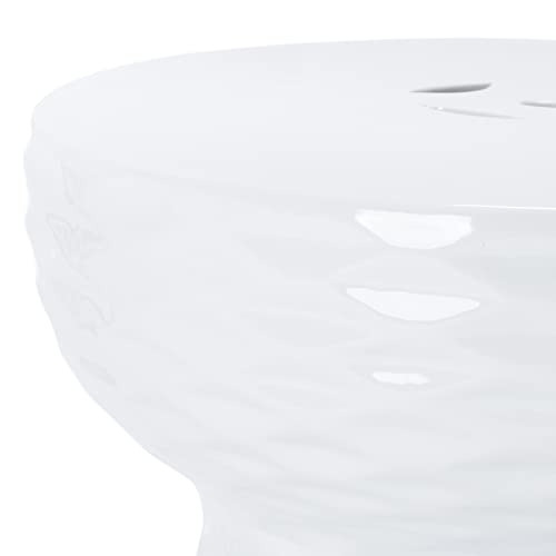 SAFAVIEH Furniture - Daphne Decorative Garden Stool - White - Ceramic - Artisan Hand-Painted Design - Ideal for Living Room, Patio, Garden - Fully Assembled (ACS4523A)