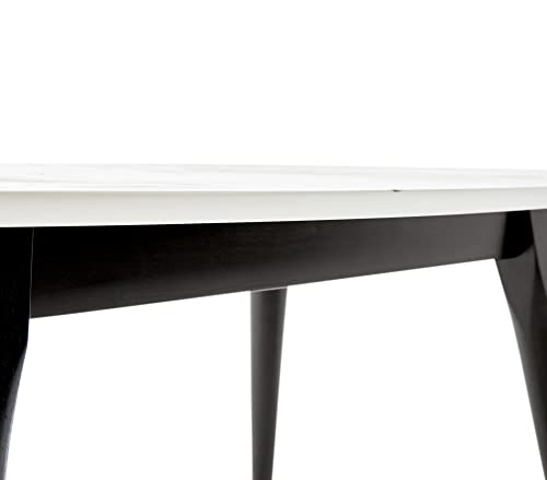 Clemintine Mid-Century Modern Living Room Furniture Collection, Oval Coffee Table, White Marble Print
