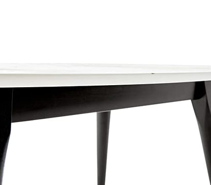 Clemintine Mid-Century Modern Living Room Furniture Collection, Oval Coffee Table, White Marble Print