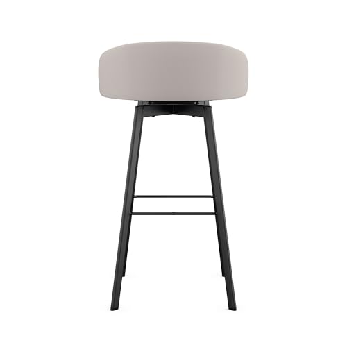 Cruz 26 in. Swivel Counter Stool - Cream Faux Leather/Black Metal