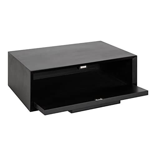 McCutcheon Floating Wood Storage Shelf; 18 x 12 x 6; Black; Decorative Transitional Floating Bedroom Nightstand with a Concealed Cubby Compartment
