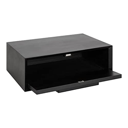 McCutcheon Floating Wood Storage Shelf; 18 x 12 x 6; Black; Decorative Transitional Floating Bedroom Nightstand with a Concealed Cubby Compartment