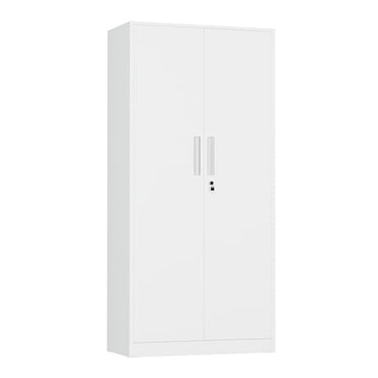 Metal Storage Cabinet, 72" H Lockable Steel Cabinets with Locking Doors, Storage Locker with Adjustable Shelves for Office, Home, Garage, Gym, School (White)