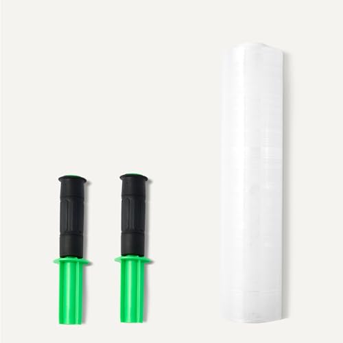 Strong Transparent Stretch Wrap Film Roll for Moving, Shipping and Storing, Furniture Wrapping, 15" x 1000 ft, Two Ergonomic Handles, Clear, 1 Roll