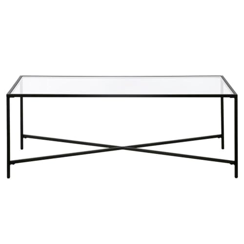 Henley 48'' Wide Rectangular Coffee Table with Glass Top in Blackened Bronze