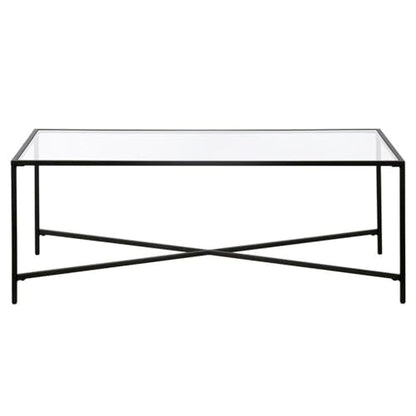 Henley 48'' Wide Rectangular Coffee Table with Glass Top in Blackened Bronze