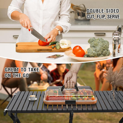 Charcuterie Board with Clear Lid, Travel Portable Cheese Board Charcuterie Boxes Cutting Boards for Kitchen, House Warming Gifts New Home, Gifts for Women (6 Compartments Black)