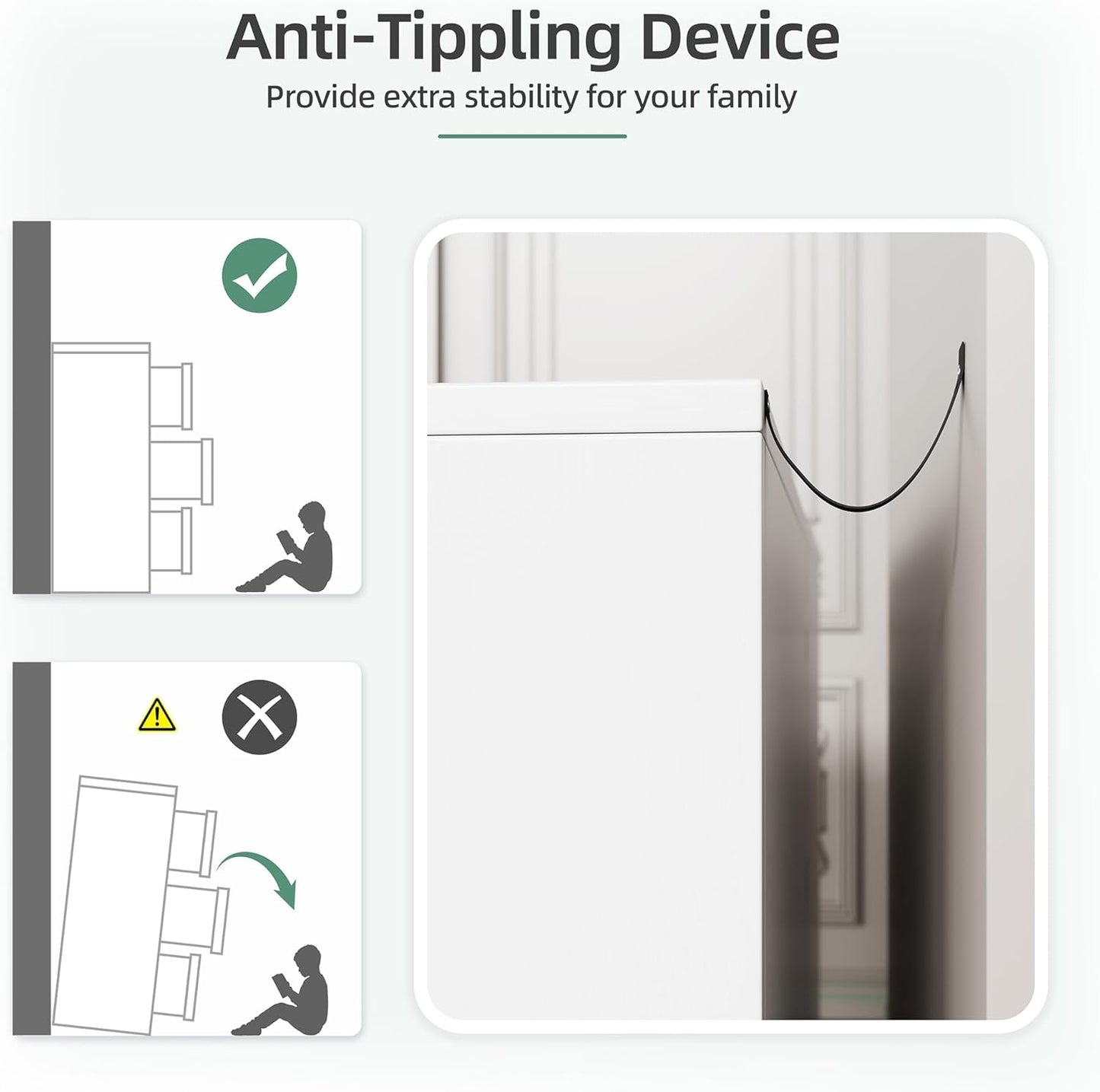 Dresser for Bedroom with 6 Drawers,Double Dresser & Chest of Drawers Wooden Organizer with Metal Handle, Storage TV Stand for Living Room,White