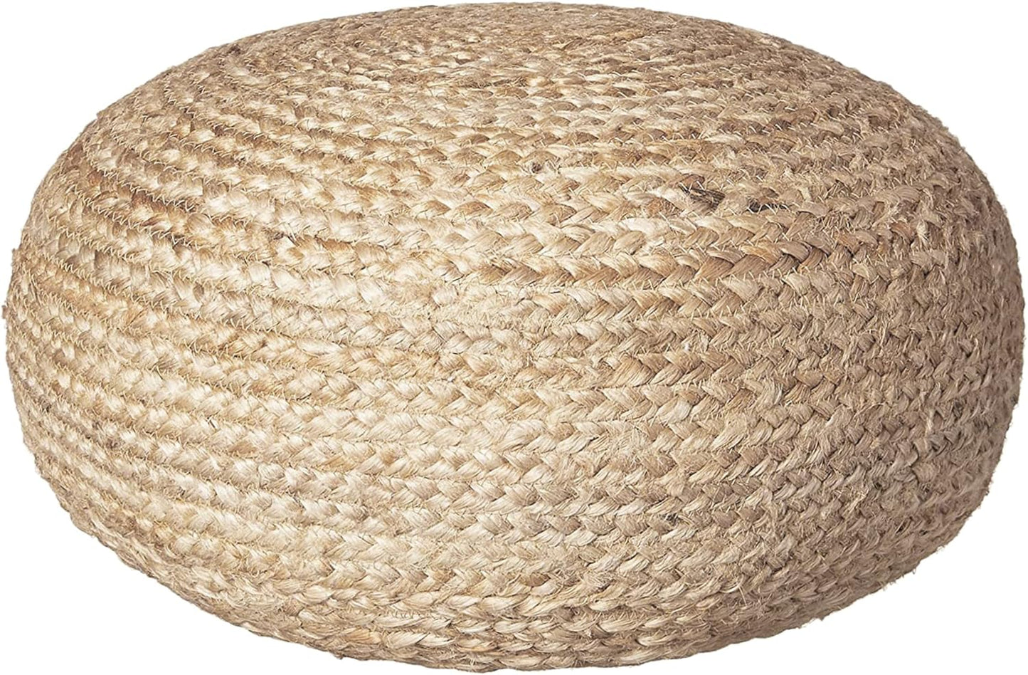 round Pouf Ottoman Footrest, Natural Jute Woven, Boho Pouf, Bohemian Style Casual Seating for Living Room, Bedroom, Patio Decor 19"X 19"X 10.5"