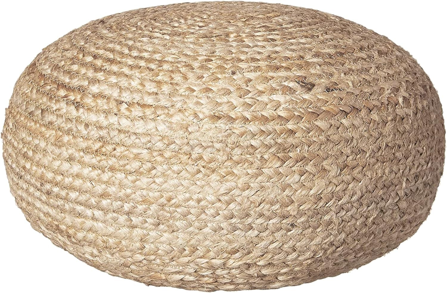 round Pouf Ottoman Footrest, Natural Jute Woven, Boho Pouf, Bohemian Style Casual Seating for Living Room, Bedroom, Patio Decor 19"X 19"X 10.5"