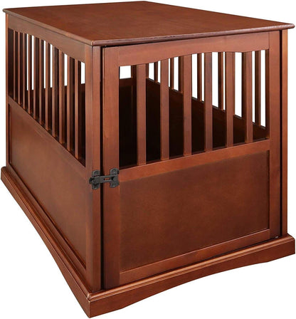 Wooden Large Pet Crate, End Table, Walnut 24 X 36.5 X 29.5 In