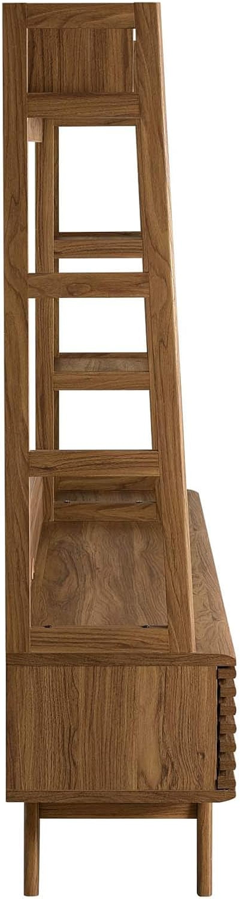 Render Mid-Century Modern TV Stand Entertainment Center, 70", Walnut