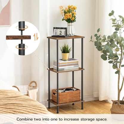 End Table, Small Side Table, Nightstand with 2-Layer Storage Shelves, Sofa Table for Small Spaces, Living Room, Bedroom, Stable Frame, Easy Assembly, Rustic Brown BF09BZ01