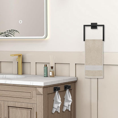 5 Piece Bathroom Towel Bar Set - SUS304 Stainless Steel Bath Towel Holder, 15.7 Inch Towel Racks for Bathroom Wall Mounted, Bathroom Hardware Accessories Set - Matte Black
