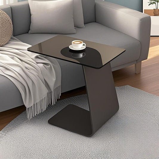 C Shaped End Table, Black Metal Frame Couch Side Table, Space Saving Coffee Table, Side Desk Suitable for Living Room, Bedroom, Bedside, Small Space(48 * 33 * 65Cm)