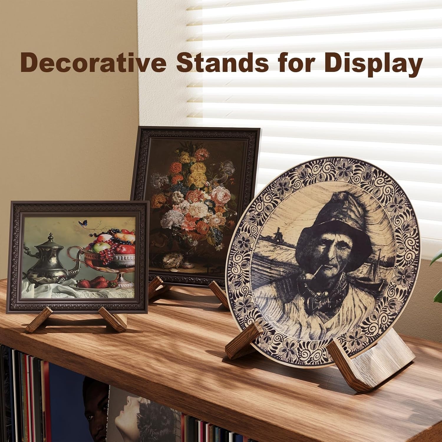 Now Playing Vinyl Record Stand, Single Wood Vinyl Record Display, 1 Second Assemble Now Spinning Stands, LP Player Accessories, Wooden Album Stand, Plate Holders for Displaying, Gifts for Record Lover