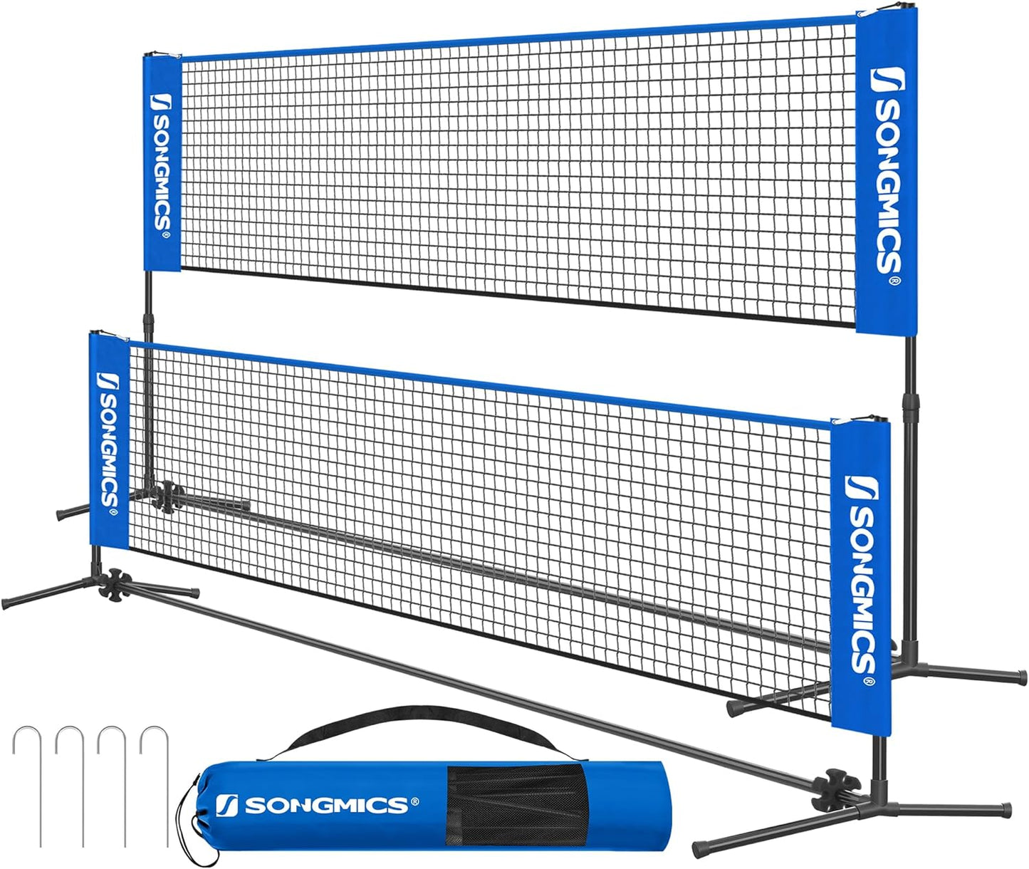Badminton Net, Height Adjustable Volleyball Net, Pickleball Net for Junior Tennis, Kids, Indoor Outdoor Court, Foldable Nylon Net with Poles 10Ft/13Ft/16.5Ft Wide