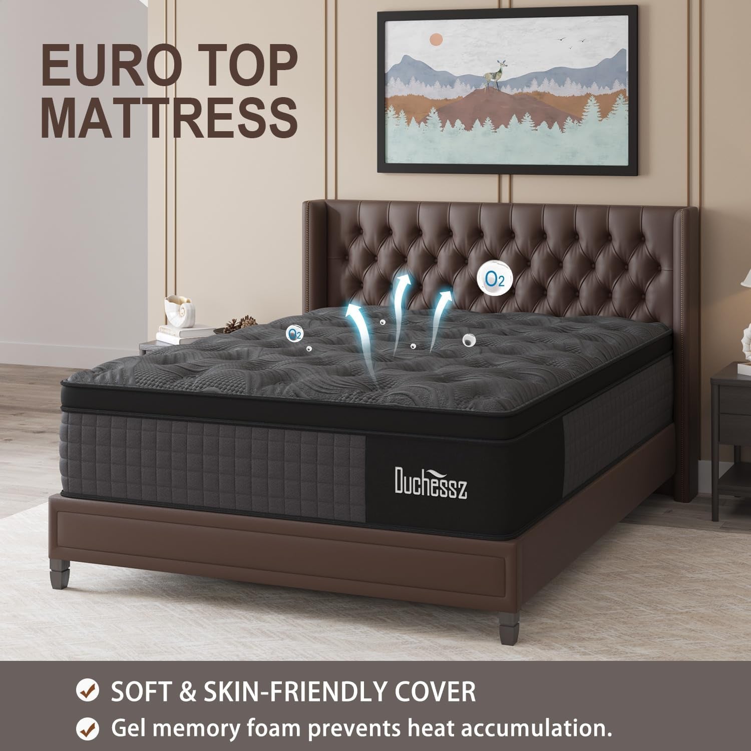 Queen Mattress, 14 Inch Hybrid Mattresses Black with Gel Memory Foam and Individually Pocket Innerspring Euro Top Medium Firm for Motion Isolation, Edge Support, 100 Night Trial