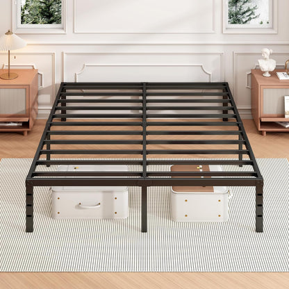 14 Inch Queen Bed Frame - Sturdy Metal Platform Queen Size, No Box Spring Needed, Heavy Duty, Easy Assembly, Strong Bearing Capacity, under Bed Storage, Black