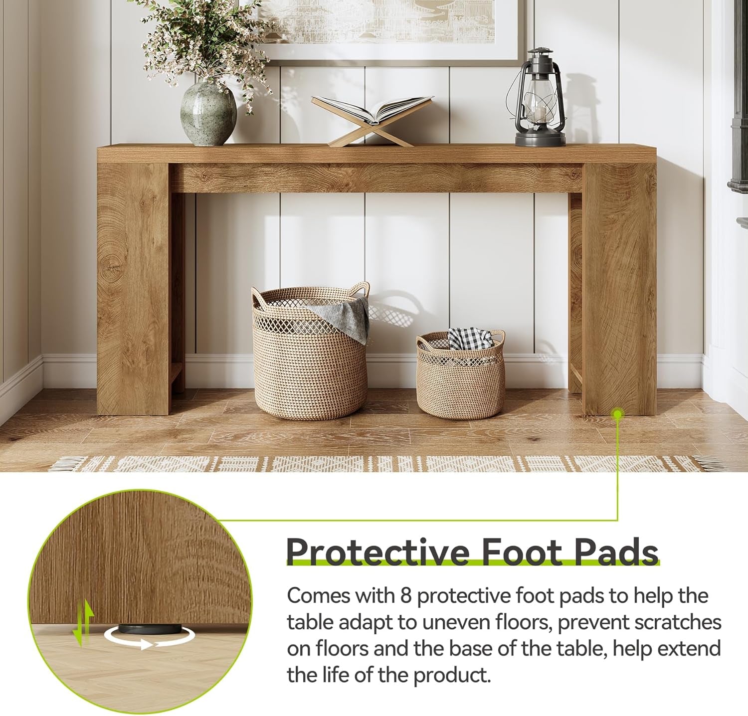 70.9-Inch Long Console Table, Narrow Sofa Table behind the Couch, Farmhouse Console Table for Living Room, Entryway, Hallway