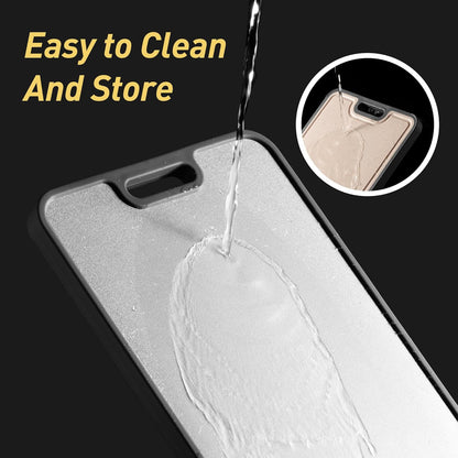2 in 1 Pure Titanium Cutting Boards for Kitchen Non Toxic Chopping Board with Handle Large Big Small Kitchen Meat Butcher Block Not Stainless Steel Wood Bamboo Plastic Silicone Acrylic Teak Sink