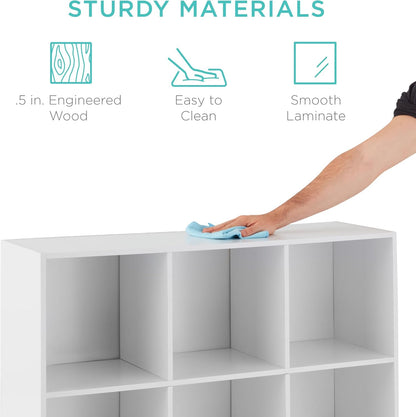 Best Choice Products 9-Cube Storage Organizer, 11In Shelf Opening, Bookcase, Display Shelf, Customizable W/ 3 Removable Back Panels - White