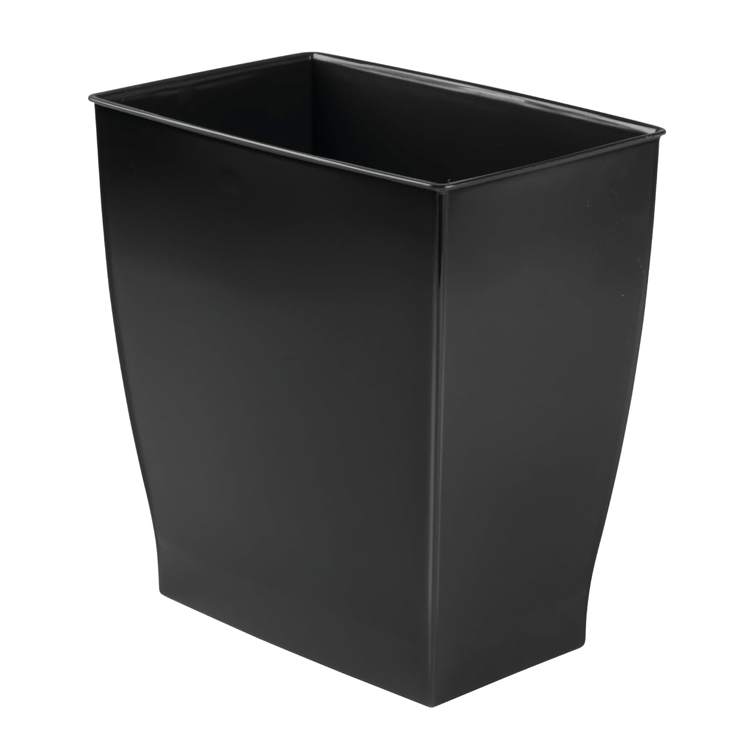 Idesign Small Plastic Bathroom Trash Can, Slim Rectangle Garbage Bin for Bedroom, Office, Dorm, Black