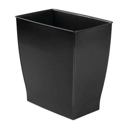 Idesign Small Plastic Bathroom Trash Can, Slim Rectangle Garbage Bin for Bedroom, Office, Dorm, Black