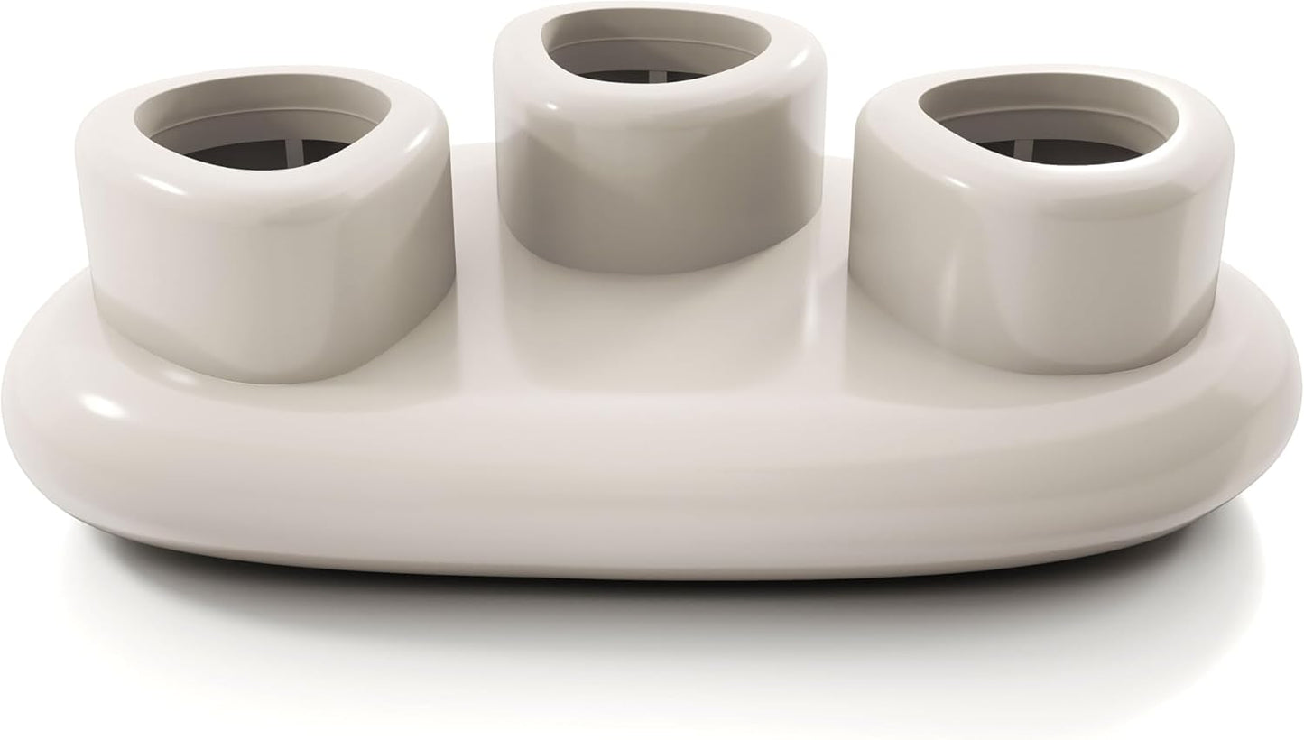 Kavren Modern 37-Inch Oval Glossy Low Profile Coffee Table, Stone Shape Living Room Furniture for Small Space, Ivory